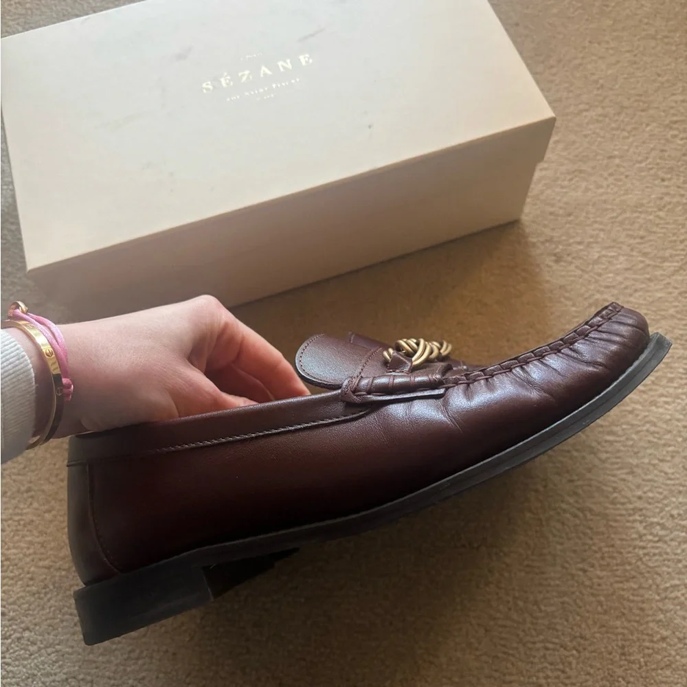 Sezane Vicky chocolate brown loafers size 38 USA 7 - Picture 4 of 7